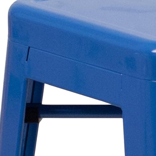 Flash Furniture Kai Commercial Grade 24" High Backless Blue Metal Indoor-Outdoor Counter Height Stool with Square Seat thumbnail 8