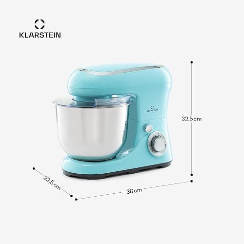 Klarstein Stand Mixer, 5L Food Mixer for Baking with Bowl, 1300W Cake Mixer w/Beater, Dough Hook, Whisk & Mixing Bowl, 6 Speed Planetary Rotation Kitchen Maker, Electric Mixer for Baking Bread Pastry thumbnail 2