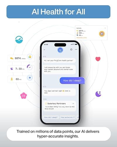 RingConn Gen 2 Air, Ultra-Thin AI Smart Ring, 10-Day Battery Life, Fitness/Sleep/Stress/HR Tracker for Women&Men, No App Fee for Standard Features, iOS & Android Compatible (Size 7, Galaxy Sliver) thumbnail 4