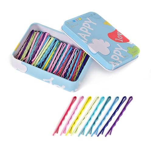 100 PCS Bobby Pins,Colorful Hair Pins with Cute Box,Metal Bobby Pins for Thick Hair,Great for All Hair Types Hair Pins for Girls Women (2.16 Inch),multicolor - Image 1