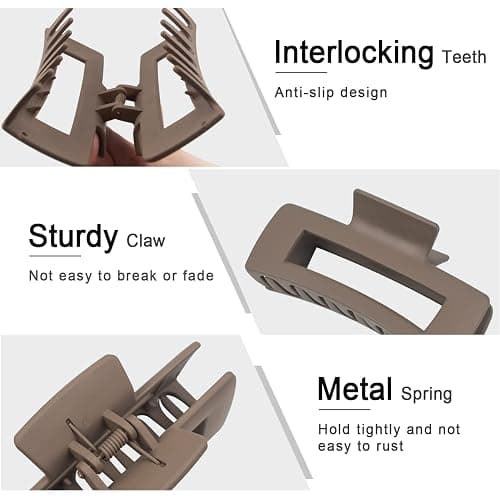 MAORULU Large Hair Claw Clips for Thick Hair, Banana Clips with Strong Hold for Women and Girls, Brown 1 thumbnail 5
