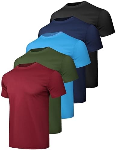 HovSiyla 1/5 Pack Workout Shirts for Men Athletic Running Gym Quick Dry Short Sleeve Performance Moisture Wicking T Shirt - Image 1