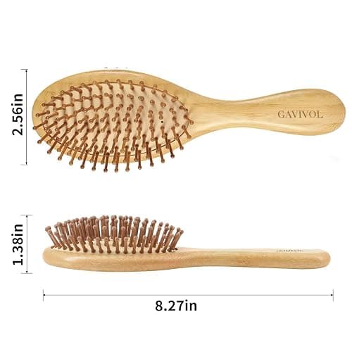 GAVIVOL Bamboo Hair Brush for Hair Growth Natural Bamboo Bristle Brush Detangling Wooden for Scalp Massaging Paddle Hair Brushes for Women Men Curly & Beard Styling HairBrush & Slick Back Hair Brush thumbnail 5