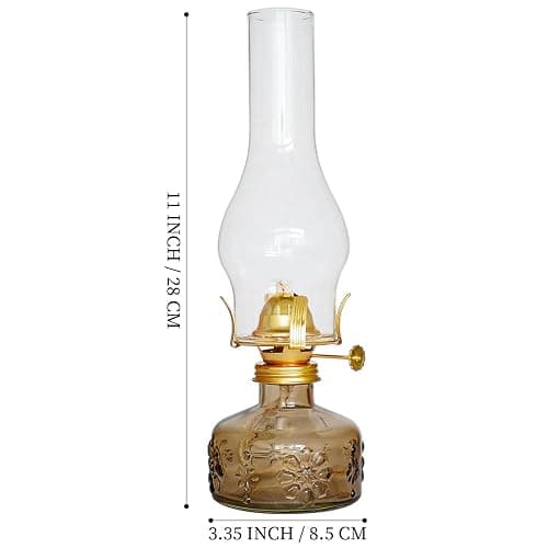 GXFCCYXT 2 Pcs Chamber Oil Lamp Brown Vintage Glass Clear Kerosene Lamp Indoor Decorative Hurricane Lamp Oil Lamps for Indoor Use or Tabletop Decor and Emergency Lighting thumbnail 3