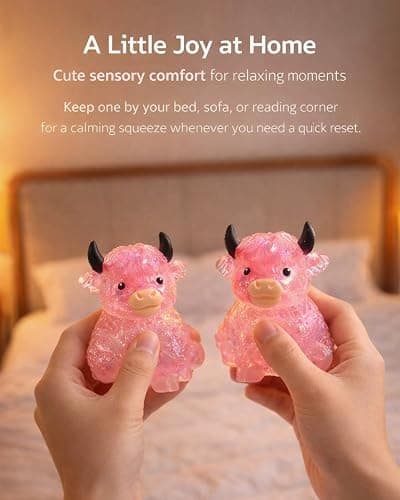 Glitter Highland Cow Squishies Fidget Toy, Soft Slow Rising Stress Relief Ball, Cute Sensory Squeeze Toy for Adults & Kids, Anxiety Relief Desk Decor, Easter Basket Stuffer for Cow Lovers (Blue) thumbnail 4