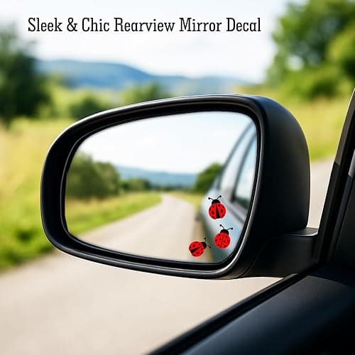 6 x Ladybug Rearview Mirror Decal, Tiny Ladybug Sticker, Waterproof Vinyl Mini Ladybug Sticker, Car Stickers, Laptop Sticker, Water Bottle Decal, Tumbler Decor for Women, 1.6” thumbnail 4