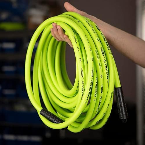 Flexzilla Air Hose, 3/8 in. x 50 ft., 1/4 in. MNPT Fittings, Heavy Duty, Lightweight, Hybrid, ZillaGreen - HFZ3850YW2 thumbnail 2