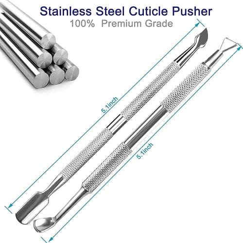 Pingispower Professional Cuticle Pusher Set, 2PCS Premium Stainless Steel Durable Cuticle Remover Manicure Tool Kit for Women at Home Salon, Fingernails and Toenails thumbnail 4