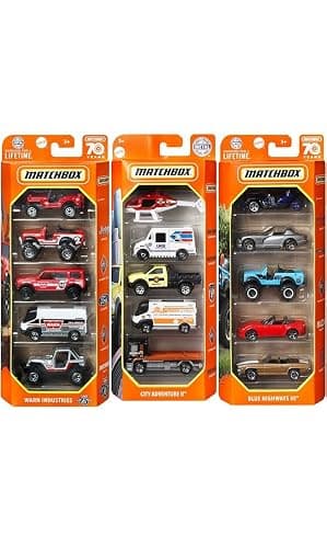 Matchbox Set of 15 Toy Cars and Trucks with 3 Themed 5-Packs of 1:64 Scale Die-Cast Vehicles (Styles Will Vary) Bundle thumbnail 4