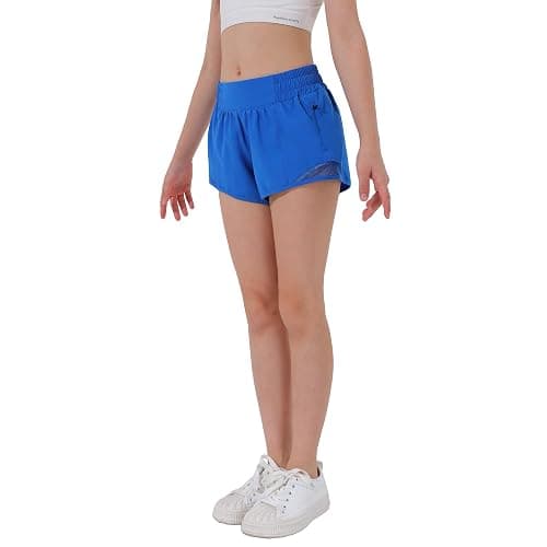 Aurefin Girls Athletic Shorts, Lightweight Running Shorts for Teen Girls Kids Sports Active Short with Zip Pocket and Elastic thumbnail 3