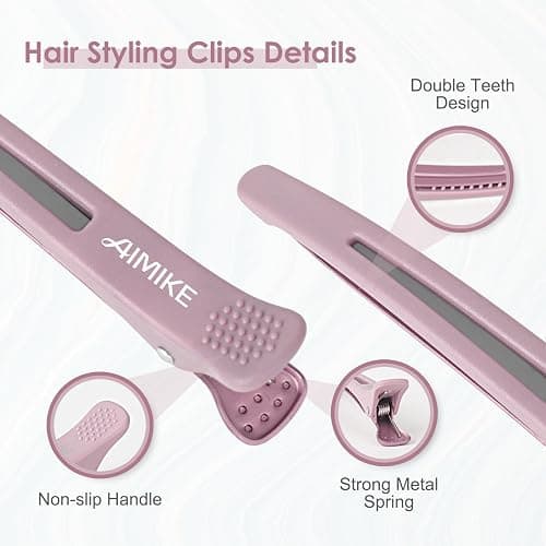 AIMIKE 4pcs Hair Clips for Styling: Sectioning No Crease Duck Billed Clips with Silicone Band, Salon Roller Clips for Women thumbnail 4