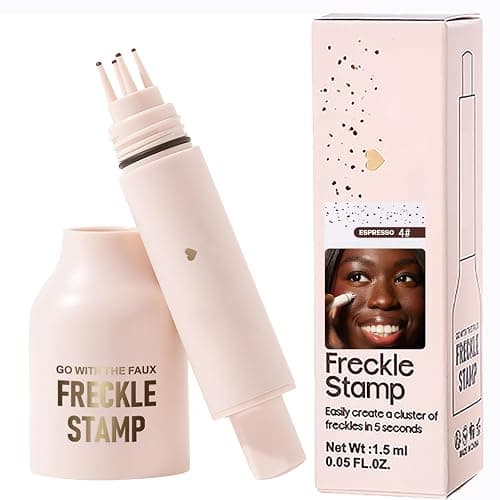 Upgrade Faux Freckle Stamp Pen, Waterproof and Long-Lasting Quick Dry Lifelike Magic Freckles Stamp for Natural, Face Freckle Makeup for with 5-Point Multi-Prong Precision Stamp Head (4# ESPRESSO) - Image 1