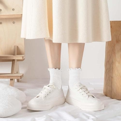 DarkCom 6 Pairs Women's Ruffle Socks Cute Ankle Socks Super Soft Breathable Cool Frilly Socks For Mary Jane Shoes thumbnail 7
