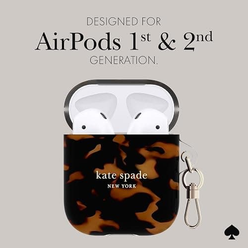Kate Spade New York AirPods Protective Case with Keychain Ring - Tortoiseshell, Compatible with AirPods 2nd / 1st Generation thumbnail 5