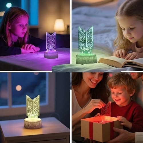 Bangtan Boys 7 Colors LED Acrylic Night Light Bedside Lamps Bedroom Home Room Decoration for Army Fans Gifts thumbnail 4