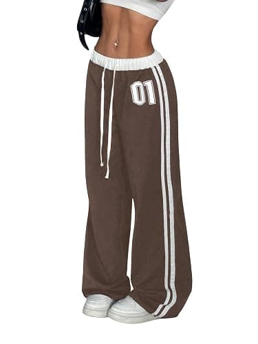 SOLY HUX Women's Baggy Sweatpants Wide Leg Ed Hardy Sweatpant Y2k Drawstring Pants Streetwear - Image 1