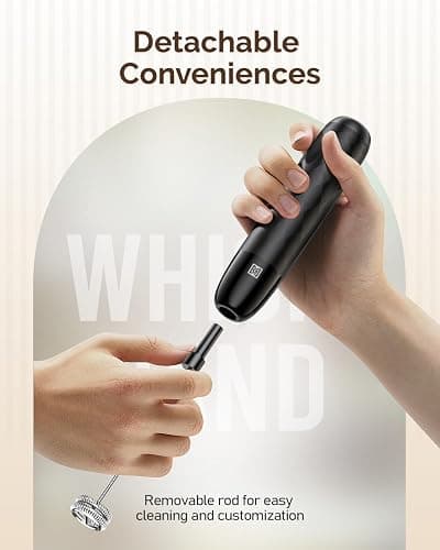 Maestri House Rechargeable Milk Frother, LunaFro Mini with Detachable Wand | Dual Spring Whisk Head Electric Coffee Frother Foam Maker, Compact Drink frother Handheld for Lattes, Cappuccino, Matcha thumbnail 4