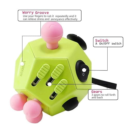 UOOEFUN Fidgets Toy,12 Sided Cube Toys,Autism Toy,Relief Stress Cube Toy,Sensory Toy, Anxiety Toy for Childens and Adults with Improve Attention and Relieve Stress (Green / A3) thumbnail 3