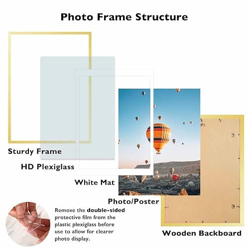 JCJMY 19.7x27.6 Puzzles Frame for 50x70 cm Puzzles Poster Photo Picture, Display 18x24 with Mat or 19.7 x 27.6 without, Wall Hanging 19.7 by 27.6 inch 1000 Pieces Puzzles Frame, Gold thumbnail 3