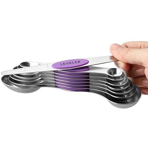 Spring Chef Stainless Steel Magnetic Measuring Spoons Set of 8 with Leveler, Nesting Metal Teaspoon & Tablespoon Measuring Spoons for Food, Heavy Duty Kitchen Gadgets for Baking & Cooking - Orchid thumbnail 8