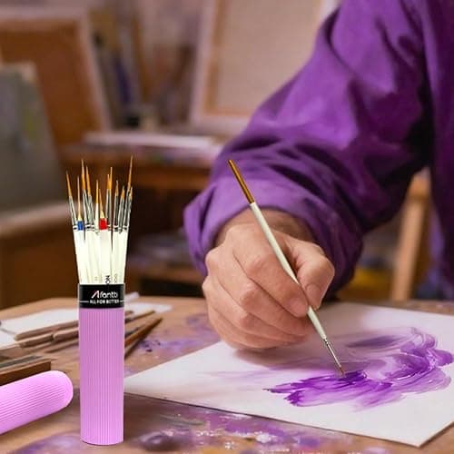 Afantti 15 Pcs Detail Fine Paint Brushes Micro Mini Tiny Artist Paintbrush Set | Ultra Fine Point Tip | for Miniature Acrylic Script Liner Oil Watercolor Nail Art Painting thumbnail 2