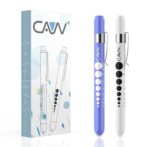 CAVN Pen Light with Pupil Gauge LED Penlight for Nurses Doctors, 2 Pcs Reusable Medical Penlight for Nursing Students (White/Bluish Purple) thumbnail 9