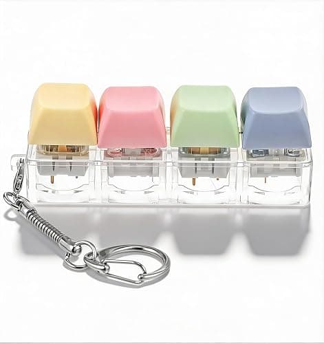 Keyboard Fidget Keychain, Mini Fidget Keyboard Clicker Keycap Stress Relief Toy for Adults to Relieve Anxiety & Pass Time (Assorted Colors) - Image 1