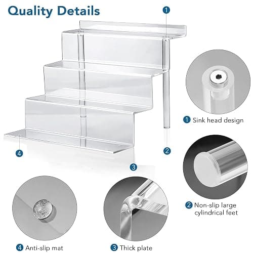 bigantss 9 Inch Acrylic Shelf for Perfume Organizer, 4 Tier Funko POP Shelves, Cologne Organizer Tiered Riser Display Stand, Acrylic Display for Decoration thumbnail 5