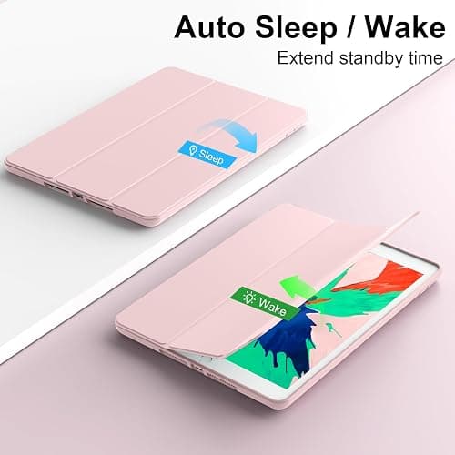 aoub Kompatibel mit iPad 2018/2017 Hülle Fallbeständig verschleißfest Eingebauter Stifthalter Smart Schutzhülle aus Silikon mit Schlafen/Wachen GKompatibel mit iPad 5. und 6. Generation,Rosa thumbnail 3