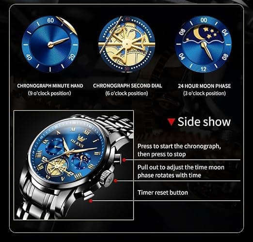 OLEVS Watches Men Waterproof Luxury Big Face Mens Watch Stainless Steel Quartz Analog Dress Watches for Men Luminous Multifunction Man Watch Relojes De Hombre thumbnail 5