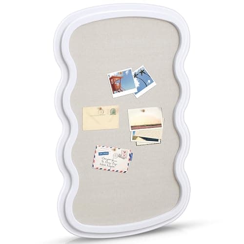 Wonderjune Vintage Arch Scalloped Rectangle Framed Pin Board Linen Display Bulletin Board Large Fabric Picture Memo Decorative Pinboard for Xmas Gift Wall Office(Wavy,24" X 36",Creamy White) thumbnail 7