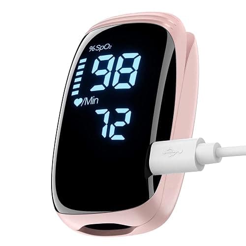 Rechargeable Pulse Oximeter with Accurate Fast Oximetry SpO2 Reading for Outdoor Sports & Home Use (Pink) - Image 1