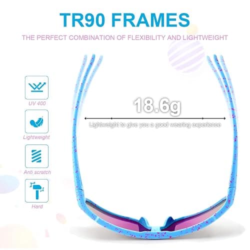 CMBJJU 3PACK Kids Sunglasses for 6-14 Boys Girls, Youth Baseball and Cycling UV400 Protection Goggles thumbnail 3