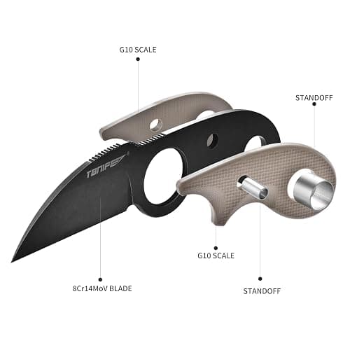 TONIFE Small Fixed Blade Knife Full Tang EDC Camping with Sheath Lanyard and Clip, Blade Length 2.17",2.5 oz.with Sheath (Warm Sand - Black Oxide then Stonewash) thumbnail 6