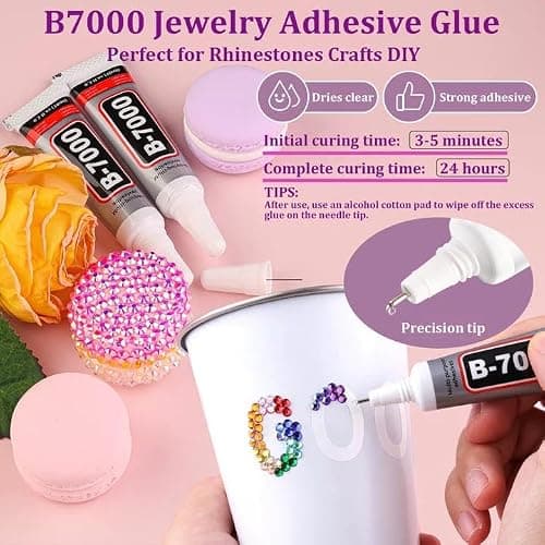 30000Pcs Resin Rhinestones for Crafting, Multicolor 2/3/4mm Flacktback Gems with 1Pcs B7000 Jewelry Glue, Bedazzling Crystal for DIY Crafts Clothing Tumblers Mugs Shoes Fabric Nail Art thumbnail 4