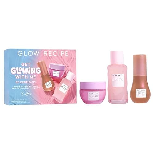 Glow Recipe Get Glowing With Me Kit by Katie Fang - PHA + BHA Face Toner & Gentle Face Exfoliant + Plum Plump Hyaluronic Acid Moisturizer Face Cream + Hue Drops Tinted Serum (3 Count) - Image 1