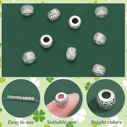 PH PandaHall 100pcs Large Hole Spacer Beads 8mm Loose Beads Tibetan Alloy Antique Silver European Rondelle Spacers Beaded Garden Decor for Bracelet Necklace DIY Jewelry Making Hole: 3.5mm thumbnail 4