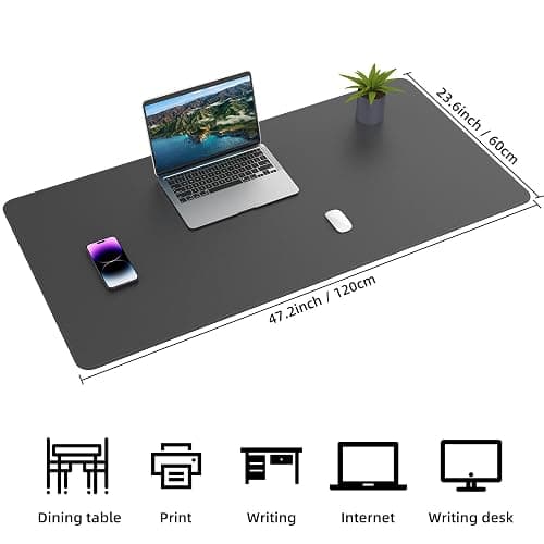 Large Desk Mat 47" x 23.7",Leather Desk mat,Double-Sided Desk Pad,Desk matt for Desktop,Large Mouse Pad,Office Desk mat,Waterproof Desk Blotter pad for Office&Home(Black+Cork) thumbnail 4
