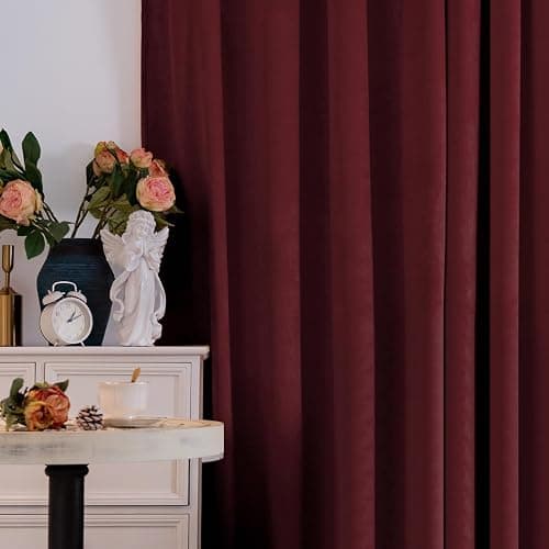 BGment Red Velvet Curtains 84 Inch for Bedroom, Thick Thermal Insulated Blackout Curtains Noise Reduce Back Tab and Rod Pocket Christmas Panels for Living Room, Set of 2 Panels, 52 x 84 Inch - 52"W x 84"L (Pack of 2) - Red thumbnail 8
