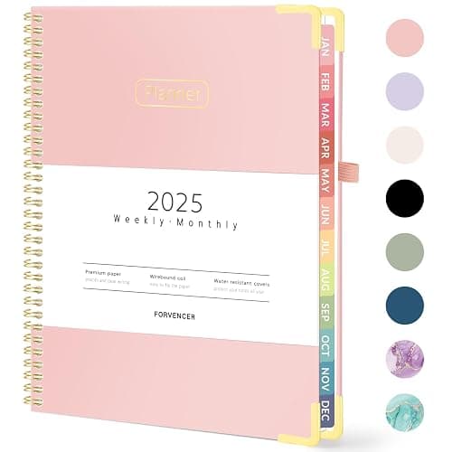 Forvencer 2025 Planner, Hardcover Weekly and Monthly Planner, January 2025 - December 2025, 8.5" x 11", Spiral Calendar Planner with Tabs, Exquisite Daily Organizer Notebook with Inner Pocket, Agenda Journal for Office Home School, A4 Size, Pink - Pink - 8.5" x 11" - Image 1