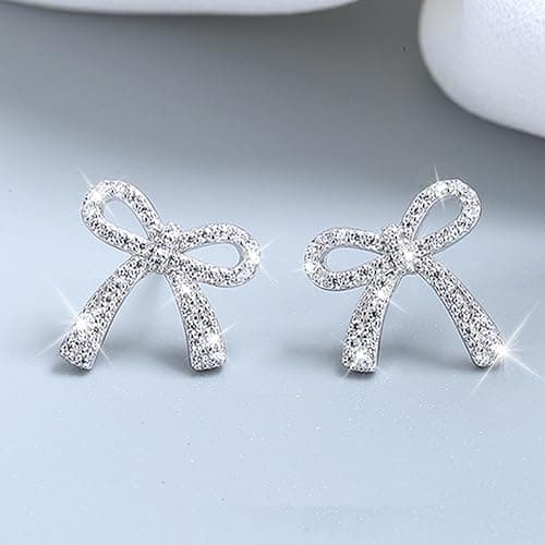 Bow Earrings for Women Trendy Sparkly Rhinestone Chain Tassel Earrings Cute Ribbon Stud Earring Daily Party Jewerly Gifts Christmas Stocking Stuffers thumbnail 4
