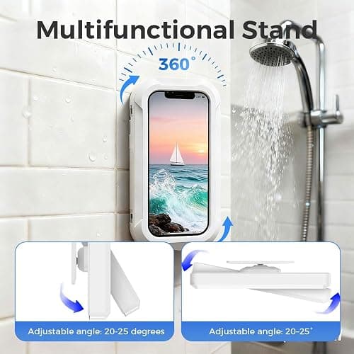 Waterproof Play Phone Holders, 2026 New Shower Phone Holder Waterproof, Adjustable Bathroom Phone Case for Home Bathroom, Rotatable Phone Stand Water Proof Phone Mount for Smartphone Users (Pink) thumbnail 3