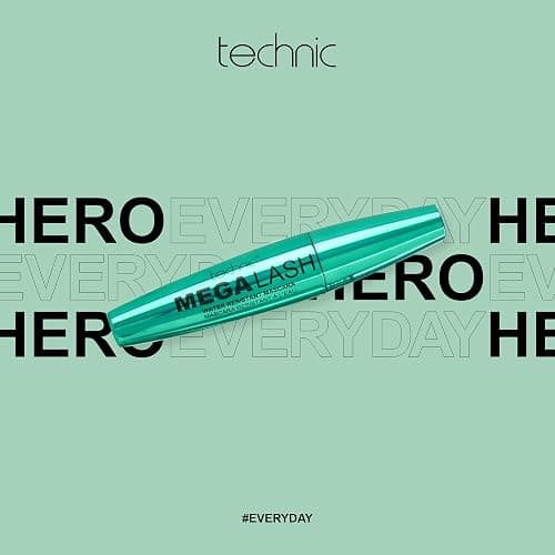 Technic Mega Lash Water Resistant Mascara - Vegan, Ultra Black, Water Resistant, Hard wearing, Smudge-Proof, Lash Building Formula For Volume Glam Lashes - 12ml thumbnail 2