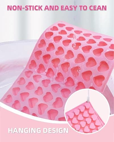 Heart Silicone Gummy Molds 2 Pack with 2 Droppers, Mini Heart Chocolate Mold, Non-Stick Food Grade Ice Cube Tray for Hard Candy, Homemade treats, Soap, Jelly (Pink) thumbnail 6