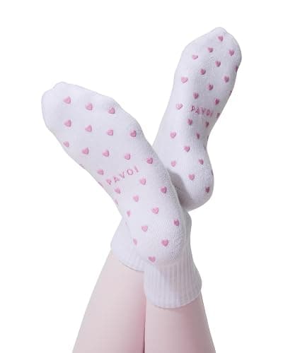 PAVOI ACTIVE Pilates Socks with Grips for Women - One Size Non Slip Quarter-Crew Grip Socks for Yoga, Barre - Bamboo Blend - Image 1