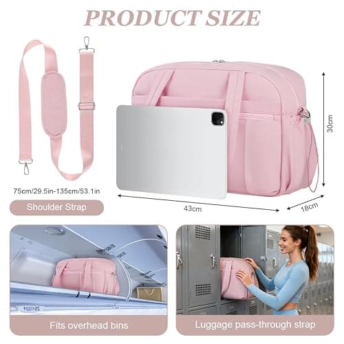 HOTUT Womens Gym Bag,Easyjet Cabin Bag 43x30x18 Underseat,Large Holdall/Cabin/Hospital/Travel Duffel/Gym Bag with Wet Pocket,Ultra Lightweight,for Sports and Travel thumbnail 3