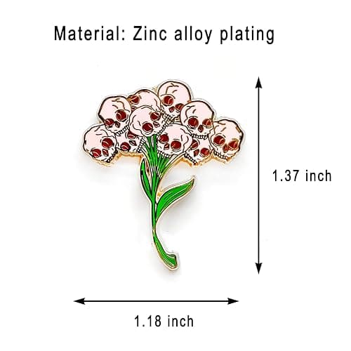 Skull Bouquet Badge Pin - Gothic Series - Enamel Lapel Pin - Plated Badge for Clothing, Bags, and Lanyards thumbnail 6