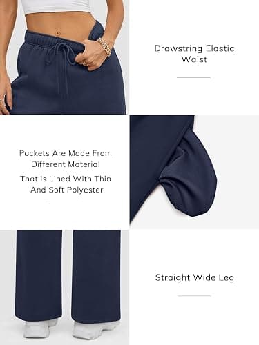 ATHMILE Womens Sweatpants 2025 Fall Baggy Wide Leg Sweatpant Fleece Lined Straight Leg Sweat Pants thumbnail 4