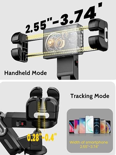 AOCHUAN Auto Face Tracking Tripod 360 Rotation w/RGB Light,Single-axis Phone Gimbal for iPhone Android w/Remote Control,Phone Stand Follow You for Video Recording,TikTok Vlogging(M2Pro Black) thumbnail 2