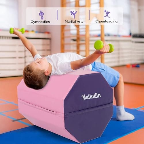 Matladin Gymnastics Octagon Mat 24"x26" Skill Shape Tumbling Backbend Trainer Exercise Mat for Preschool Kids Gym Cheerleading, Martial Art thumbnail 4